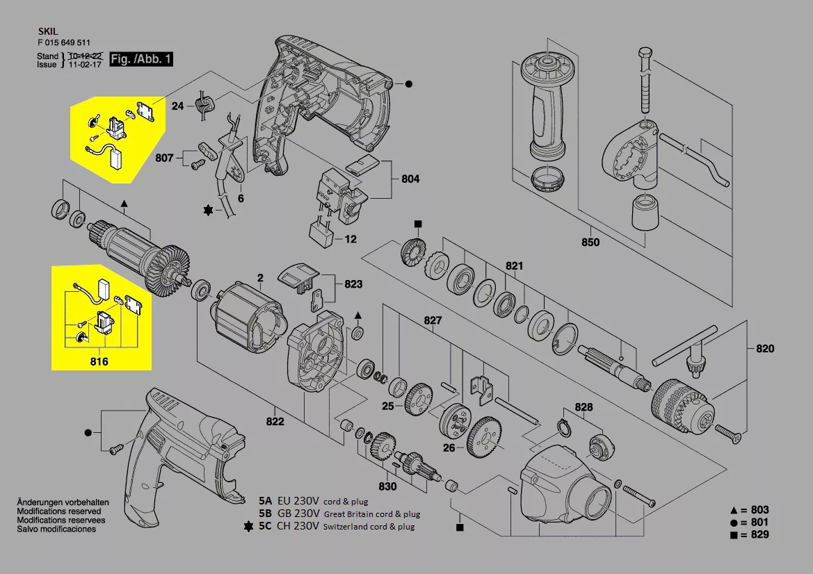 Balais charbon réf. 2610Z02158 Skil